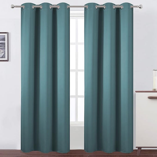 LEMOMO Sea Teal Thermal Blackout Curtains/38 x 84 Inch/Set of 2 Panels Room by Lemomo