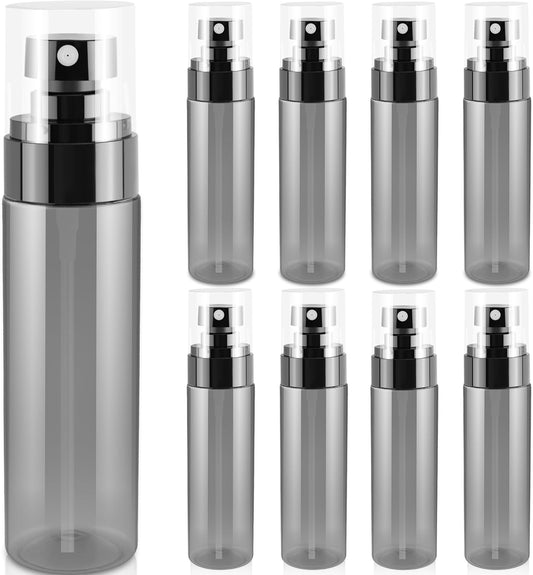 9-Pack Small Spray Bottle, 3.4oz Black Plastic Fine Mist Mini Sprayer for Hair, Cleaning, Salons, Planting, Skin Care - Empty Refillable Travel Mister