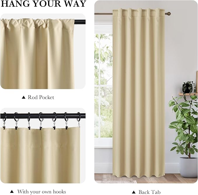 RYB HOME Bedroom Blackout Curtains 80 inches Long, 100% Blackout Thermal - Image 2