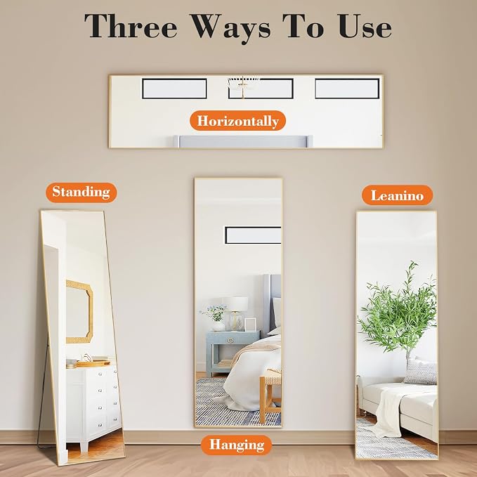 Sweetcrispy 56"x21" Full Length Mirror, Leaning or Standing Full Body Mirror - Image 6