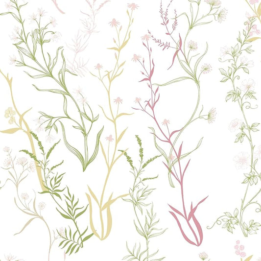 Timeet Floral Wallpaper Peel and Stick Botanical Wildflower Self Adhesive Wall by Timeet