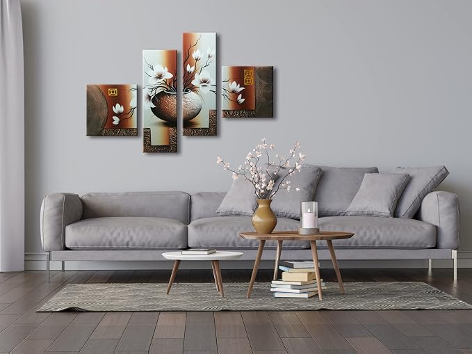 Wieco Art -Stretched and Framed 100% Hand-painted Modern Canvas Wall Art - Image 2