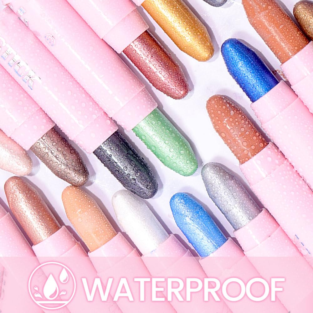 evpct 2Pcs Cream Eye Shadow Brightener Sticks Set for Eyes Waterproof, Champagne & Orchid Shimmer Cream Eyeshadow Applicator Stick Long Lasting Pigmented Eye Makeup sombras en crema para ojos 17+26