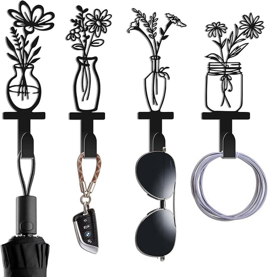 Decorative Wall Hooks, Metal Flowers Wall Decor by Unknown