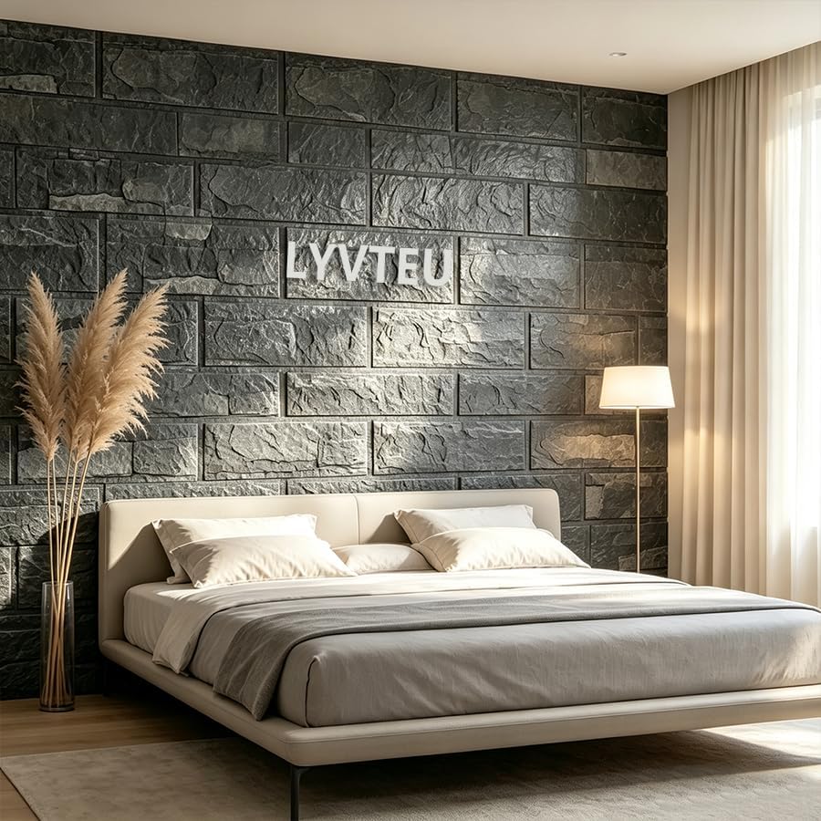 10PCS 3D Wall Panels, 3D Brick Foam Peel & Stick, Charcoal Black - Image 3