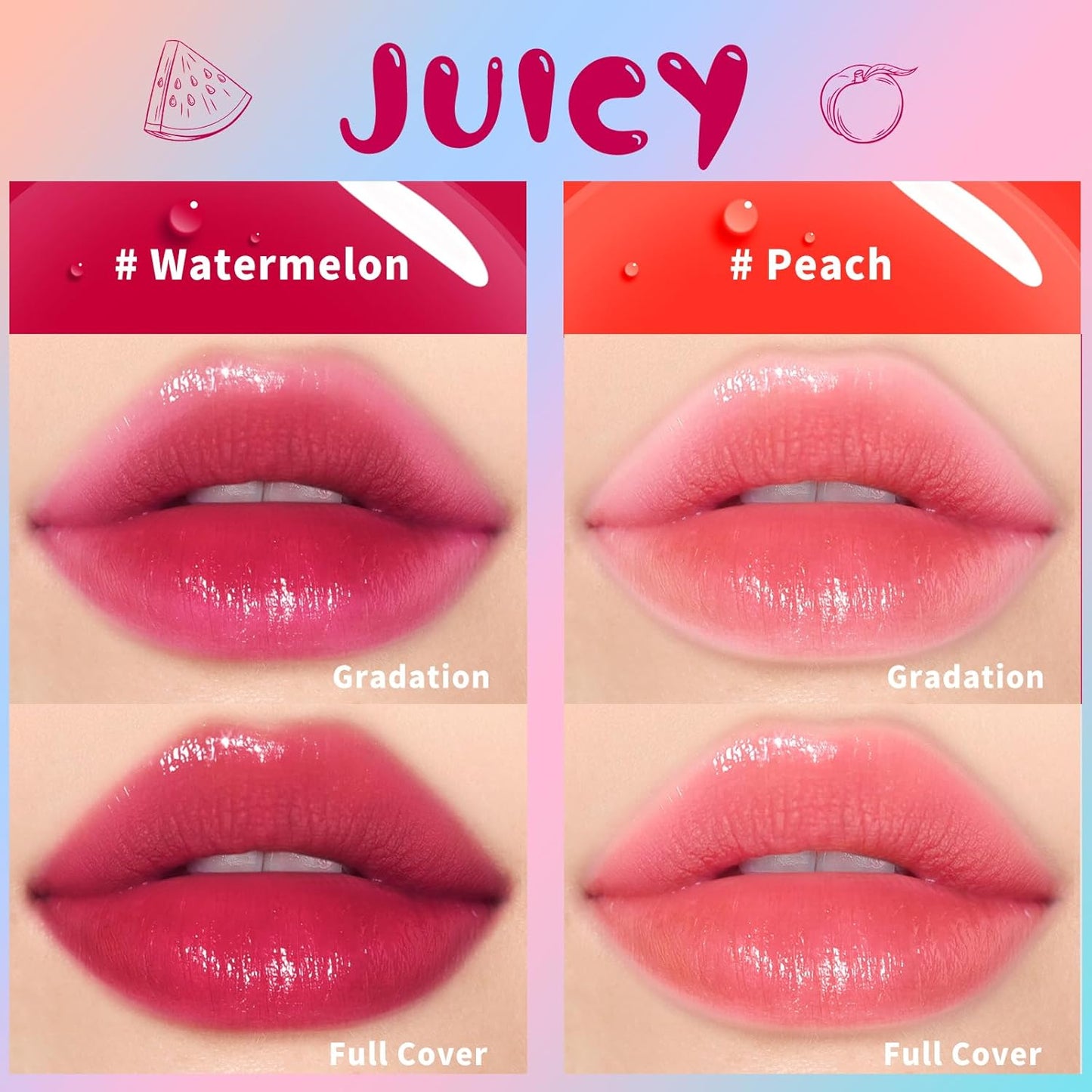 Lip Tint Stain, Long Lasting Korean Lip Stain Set, Non-sticky Waterproof Lightweight Lip and Cheek Tint, Moisturizing High Pigment Water Tint, Matte Finish Lip Tint