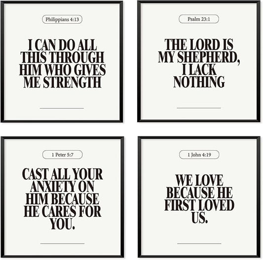 Locomiss Black and White Christian Wall Art Decor Posters, Modern Bible Verse by Unknown