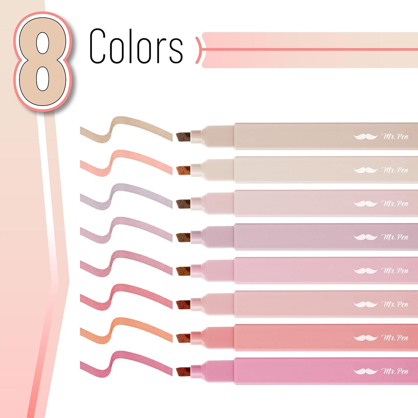 Mr. Pen- Aesthetic Highlighters, 8 pcs, Chisel Tip, Vintage Colors, No Bleed Bible Highlighter Pastel, Highlighters Assorted Colors