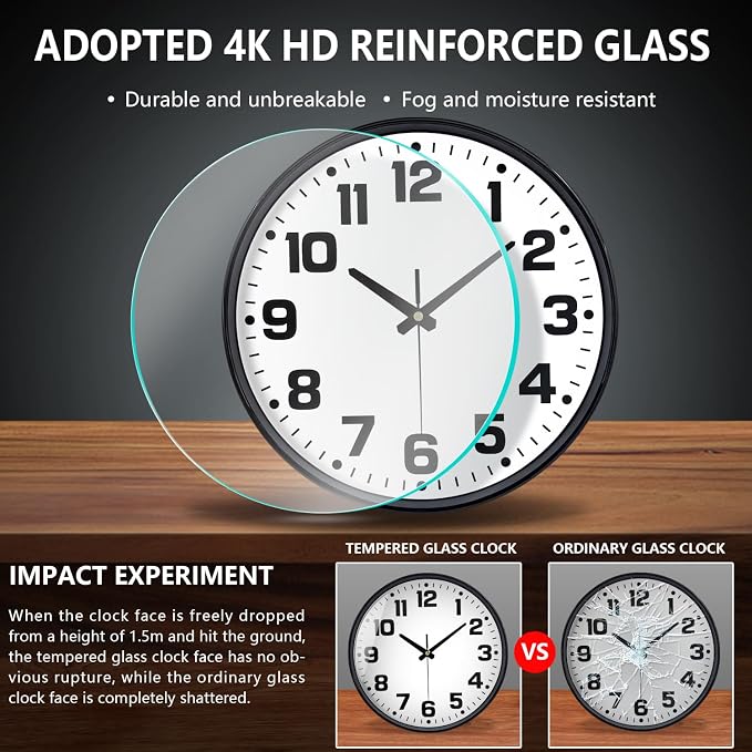 Wall Clock, 8inch Modern Silent Non-Ticking Wall Clocks Battery Operated - Image 5