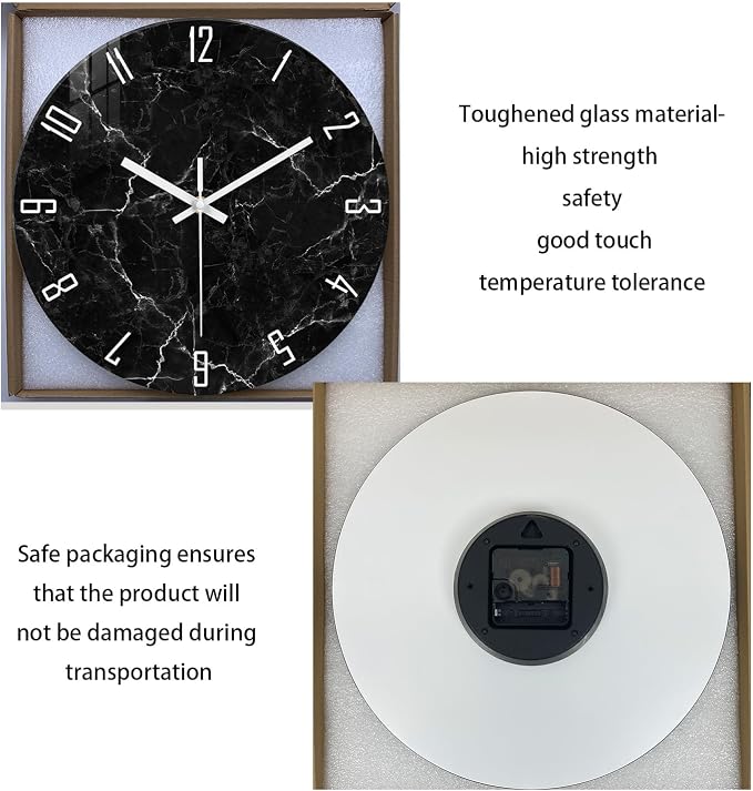 Big Wall Clock for Living Room Decor Marble Glass Wall Clock Battery Operated - Image 7