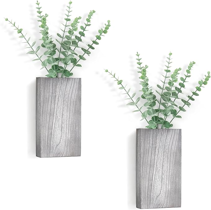 Dahey 2 Pack Wood Wall Planter Vase by Dahey