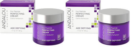 Andalou Naturals Goji Peptide Perfecting Cream, Age Defying Face Cream, Resveratrol CoQ10 Face Moisturizer, Supports Skin Collagen and Elastin & Helps Fight Fine Lines & Wrinkles, 1.7 fl oz