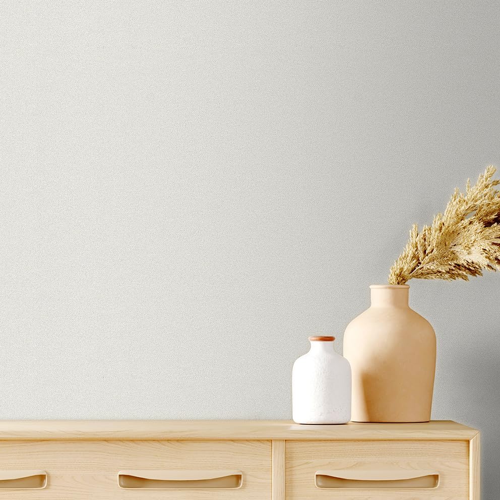 SHUFA White Cotton-Like Textured Grasscloth Wallpaper Matte Thick Real Woven - Image 4