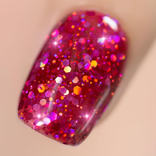 YTD Likomey Glitter Gel Nail Polish,15ml Sparkling Dragon Fruit Pink Fuchsia Chunky Glitter Fall Winter Salon Home DIY Soak Off Manicure UV Color Varnish,SF357