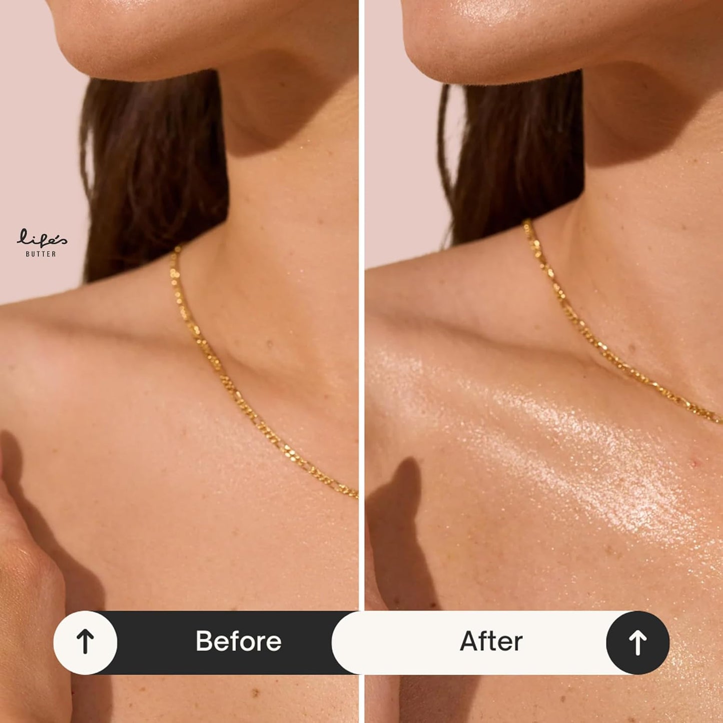 Life's Butter Face & Body Shimmer Healthy Waterproof Moisturizing Glow | Shea Butter, Marula Oil, Jojoba Oil and Vitamin C | Glistening Bronze | 3 Fl Oz (Pack of 1)