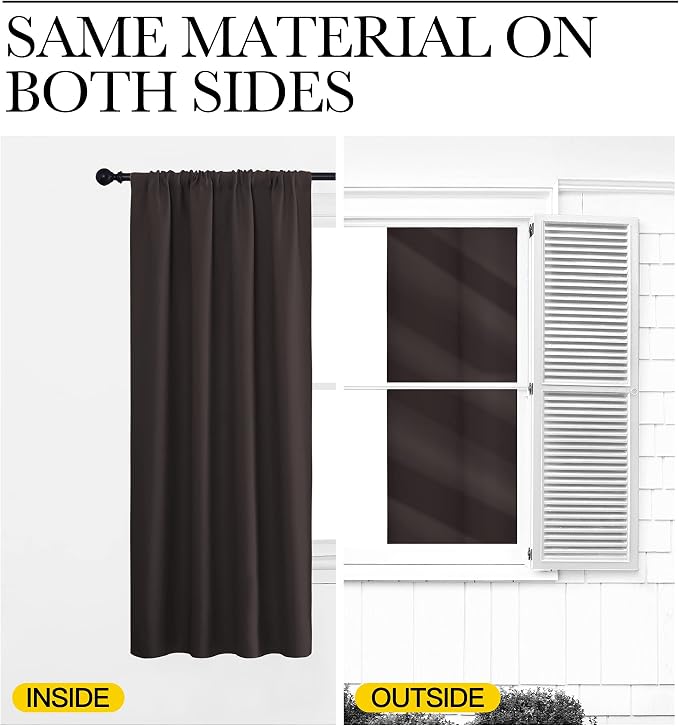 NICETOWN Blackout Curtains for RV Windows, Toffee Brown, 2 Panels, Room - Image 5