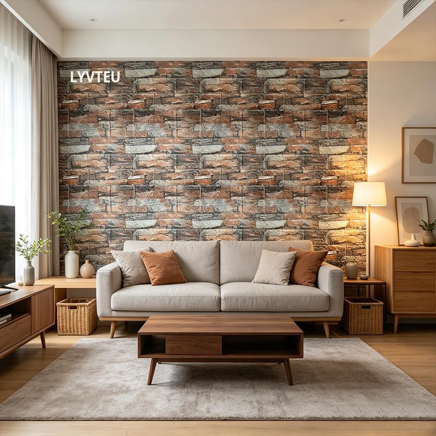 10PCS 3D Wall Panels, 3D Brick Foam Peel & Stick, Vintage red - Image 4