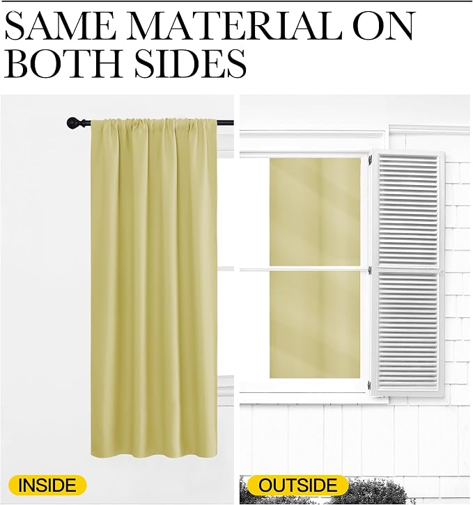 NICETOWN Blackout Curtains for Bedroom, Paler Yellow, 1 Pair, 62 by 63-inch - Image 5
