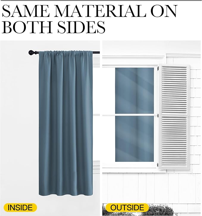 NICETOWN Window Curtains Blackout Drapes, Smoky Blue, 1 Pair, 52 by 84-Inch - Image 5