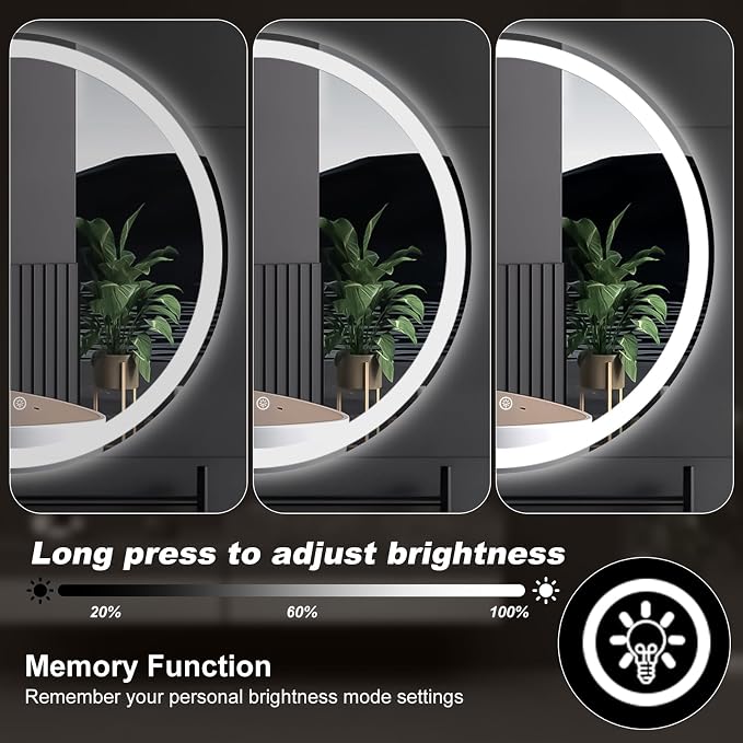 NEWBULIG 36 Inch Round LED Bathroom Wall Mirror - Image 7