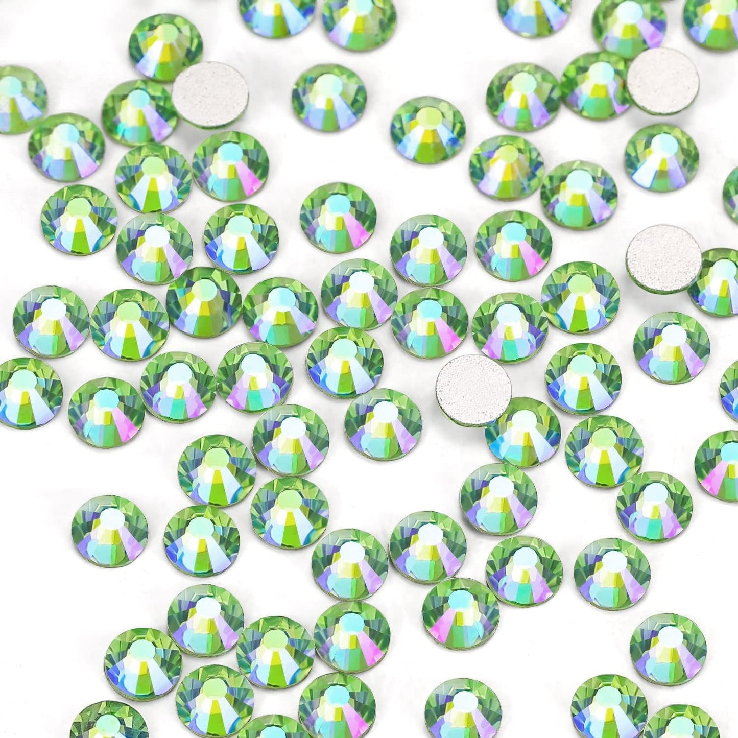 1440Pcs Light-green Ab Crystal Rhinestones,Glass Flatback Rhinestones Gemstones for Nail Face Makeup Art Crafts Clothes Decoration -(SS12,3.0mm,Light-green Ab)