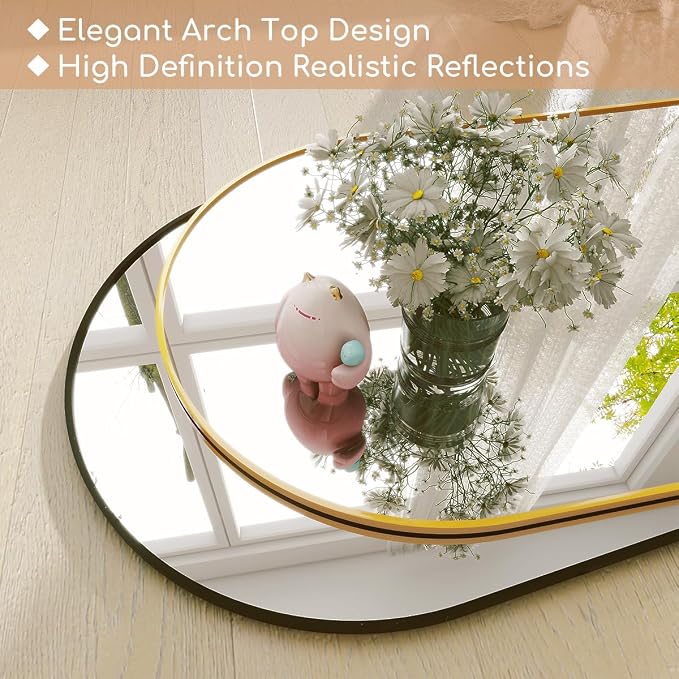 Prywot Arched Full Length Mirror, Modern Full Body Mirrors - Image 3