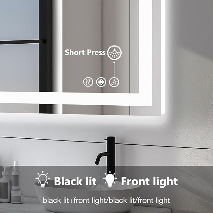 DUMOS 20.1"x28.1" LED Bathroom Mirror, Smart Anti-Fog Bathroom Vanity Mirror - Image 4