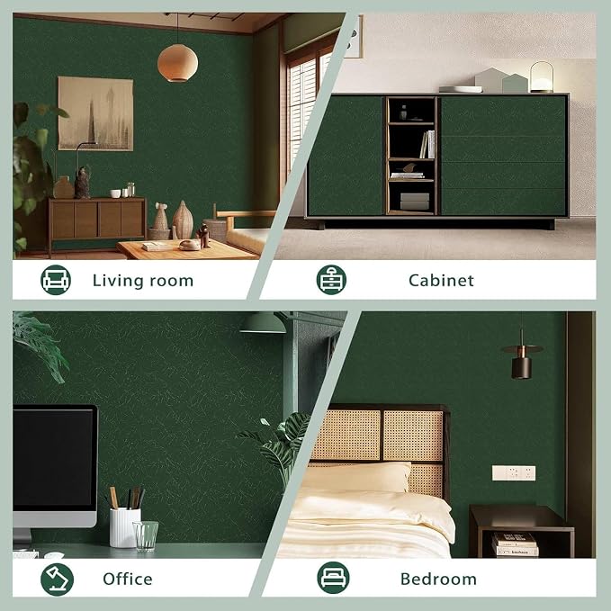 Abyssaly Green Wallpaper Peel and Stick 15.7" x 393.7" Silk Embossed Green - Image 5