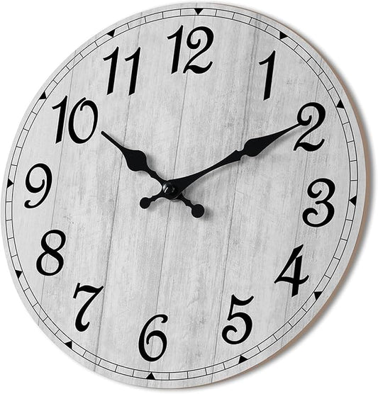 Wall Clock 14 Inch, Vintage Rustic Wooden Clocks Decorative by HYLANDA