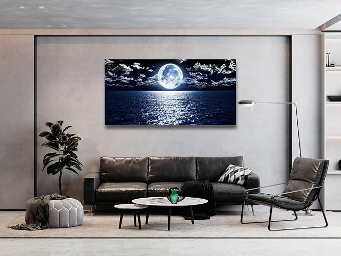 Cao Gen Decor Art S06962 Wall Art Canvas Prints Moon Sea Ocean Landscape 1 - Image 6