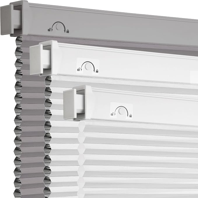 Grandekor No Tools No Drill Cordless Cellular Shades, 33.5" W × 64" H, Light by Grandekor