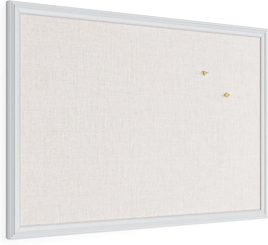 U Brands Farmhouse Linen Bulletin Board, Wall Mounted Pin Board by UBrands
