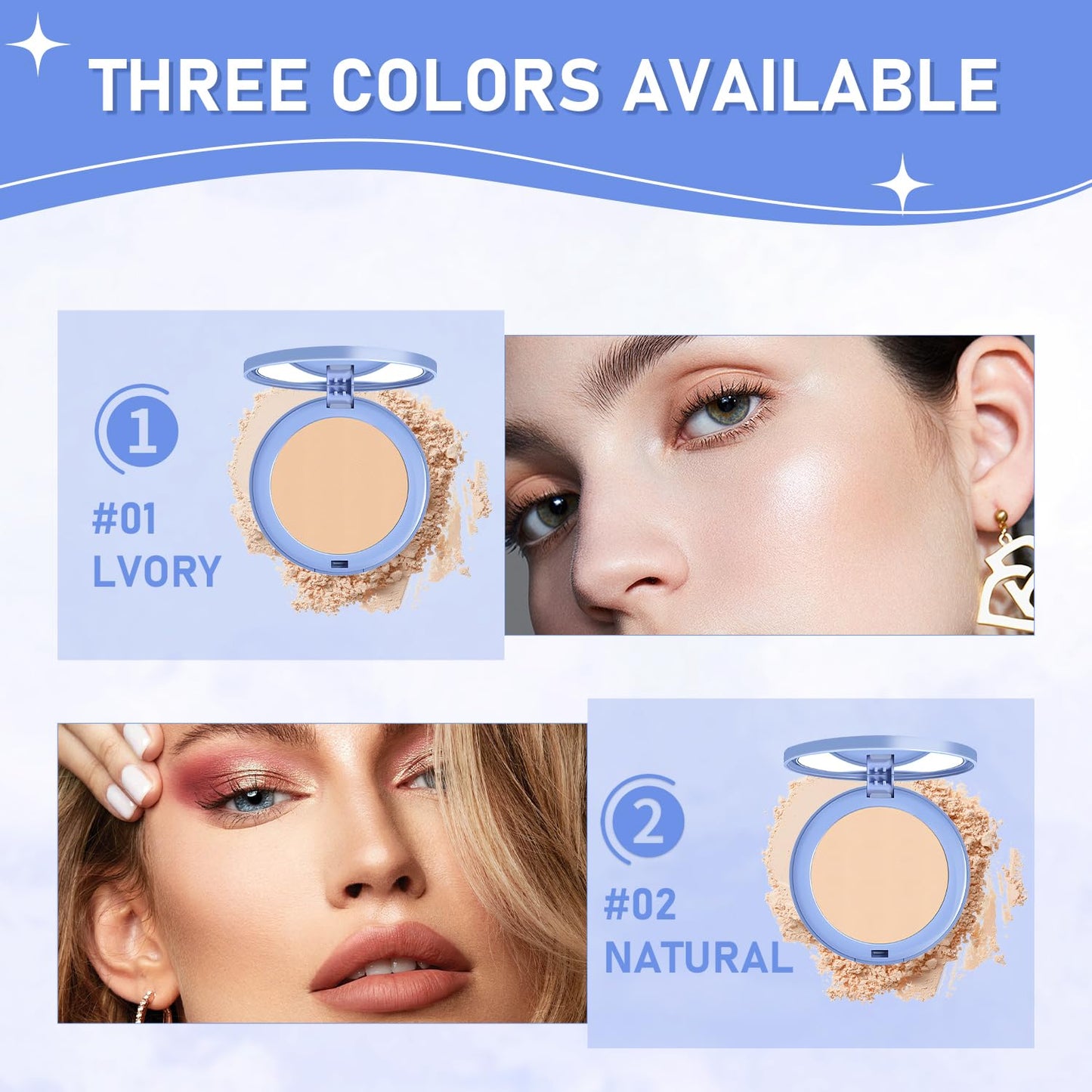 Maycheer Face Powder -Lasting Waterproof Face Powder-Maycheer Setting Powder Oil Absorbing Compact for Face, Lasting Waterproof Pressed Powder Compact (02# NATURAL BEIGE)