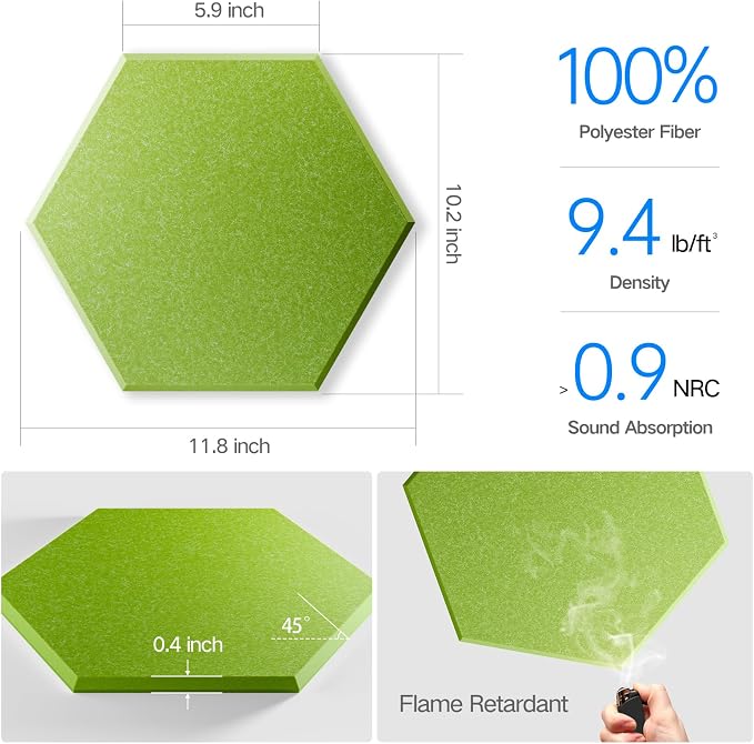 12 Pack Self-adhesive Acoustic Panels 12" X 10" X 0.4" - Image 3