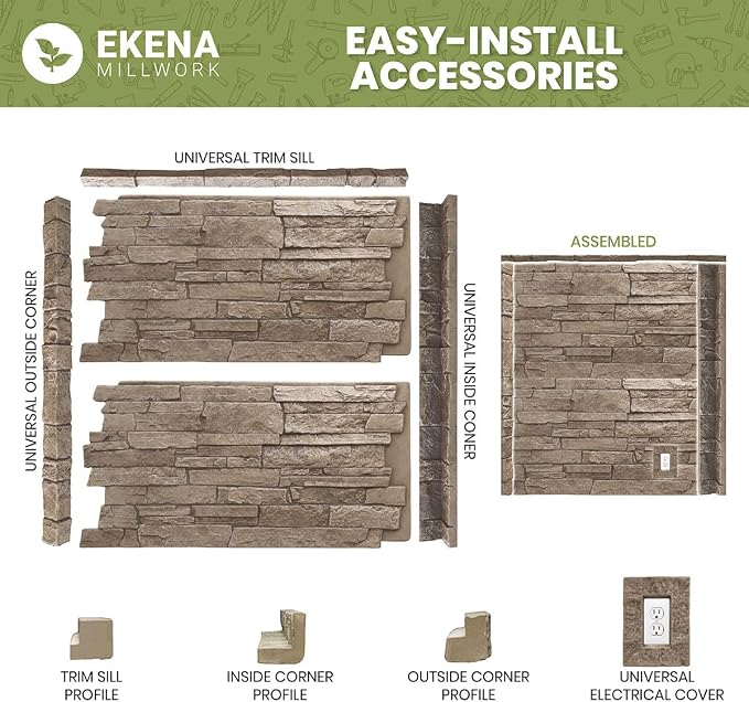 EverStone Herringbone Faux Brick Panel, 46 1/2"W x 25 1/4"H x 1"D, Vintage - Image 13