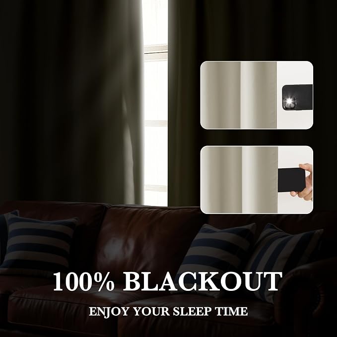 RYB HOME Bedroom Blackout Curtains 72 inches Long, 100% Blackout Thermal - Image 4