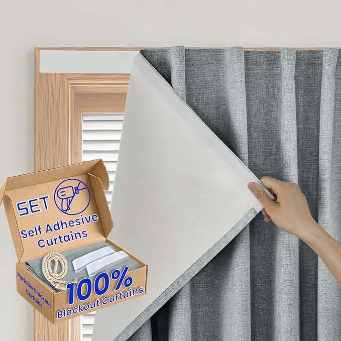 Self-Adhesive Complete 100% Blackout Curtain by Sovtfides