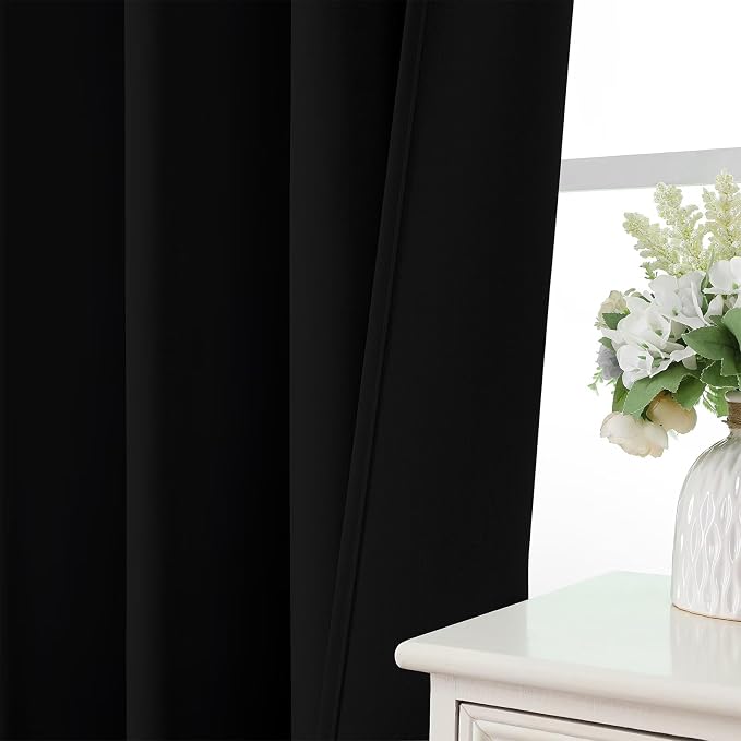 CUCRAF Black Blackout Curtains 72 inch Length 2 Panels Set, Rod Pocket Room - Image 6