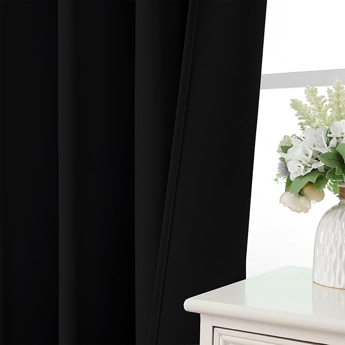 CUCRAF Black Blackout Curtains 84 inch Length 2 Panels Set, Rod Pocket Room - Image 6
