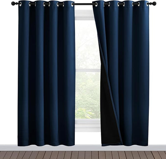 NICETOWN Moroccan Blue Full Shade Curtain Panels, Pair of Energy Smart & Noise by NICETOWN