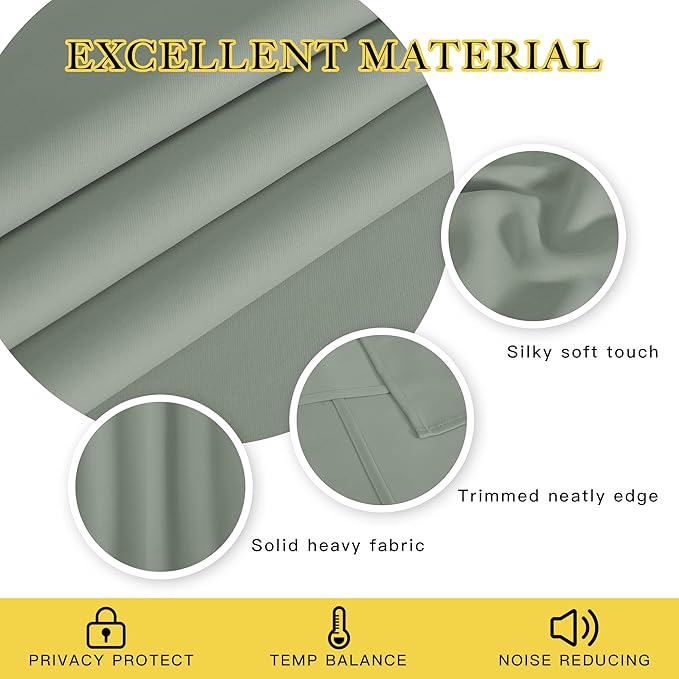 NICETOWN Sage Green Blackout Curtains - Image 4