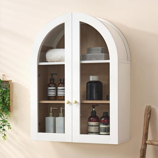 Bathroom Arched Wall Cabinet Over The Toilet Storage Cabinet, 23.6×31.4 Inch by NOWABAY