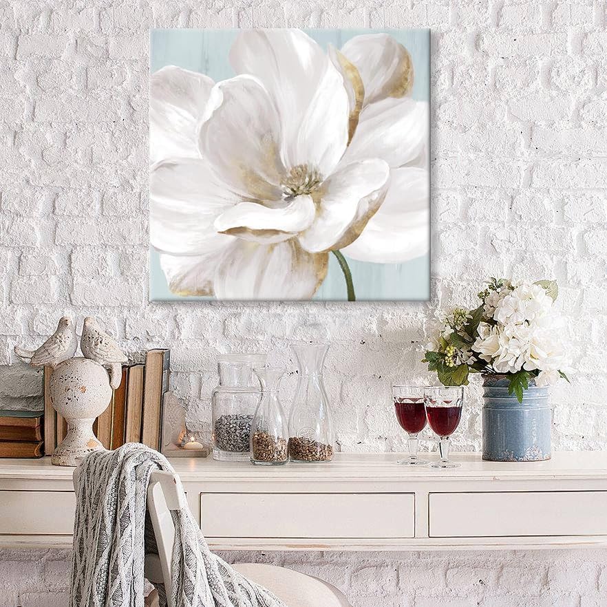 SEVEN WALL ARTS White Magnolia Wall Art Flower Artwork Floral Canvas Painting - Image 3