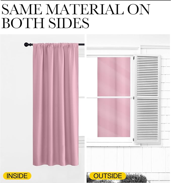 NICETOWN Blackout Curtains for Living Curtains, Rouge Pink, 2 Panels, 42 by 72 - Image 5