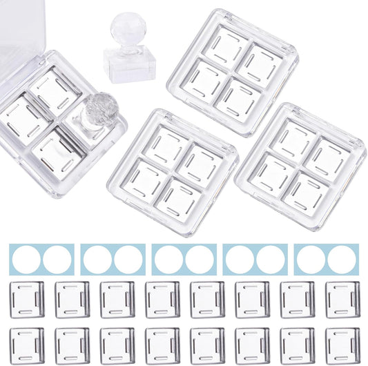 Framendino, 4 Sets Acrylic Empty Eye Shadow Pallet 4 Grids Eye Shadow Storage Case with Acrylic Seal for DIY Craft