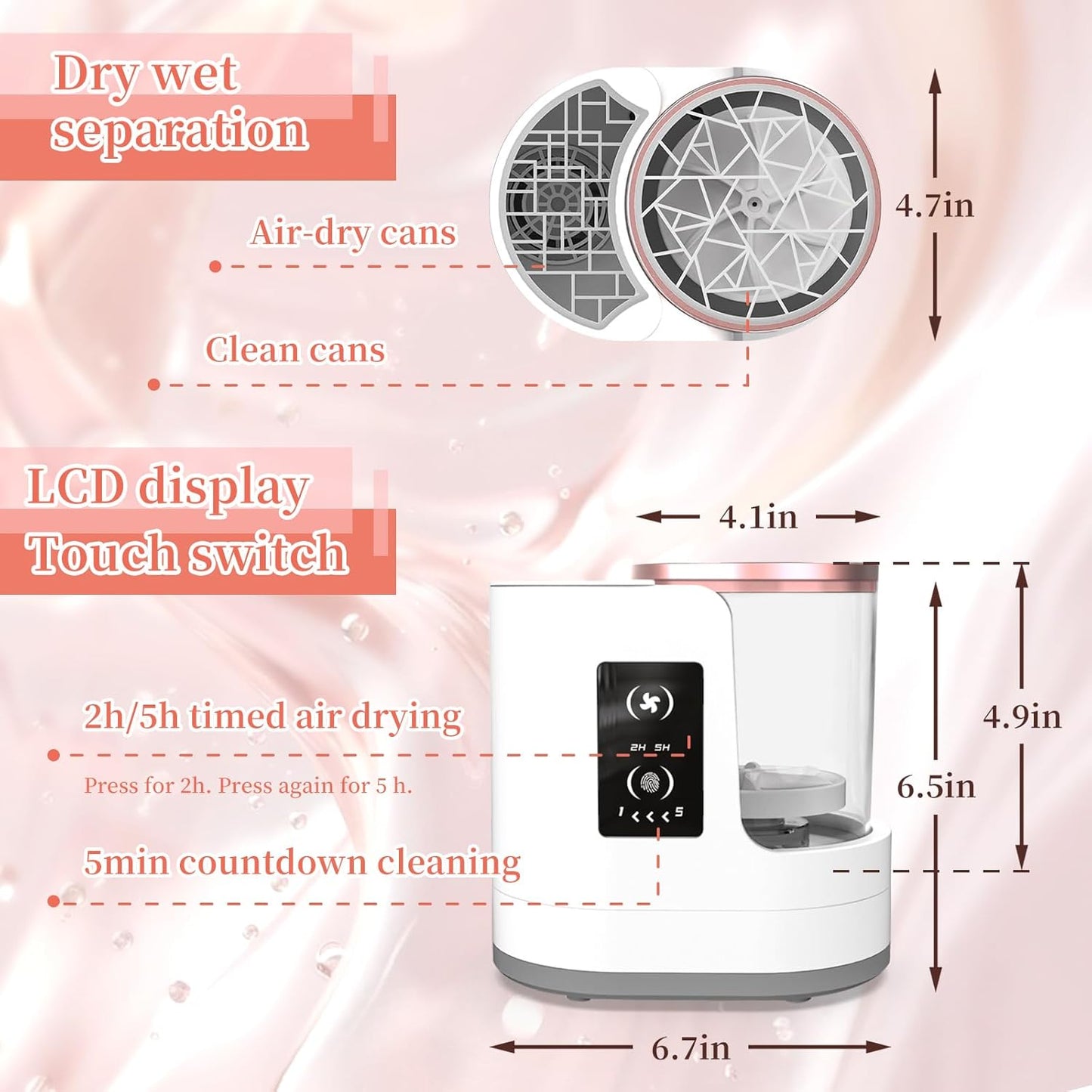 LARDERGO Makeup Brush Cleaner Machine, Ultimate Efficient Electric Automatic Cleaner and Dryer for All Types of Makeup Brushes