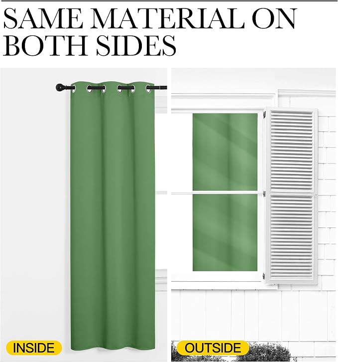 NICETOWN Froest Green Blackout Curtains 45 inches Length - Image 5