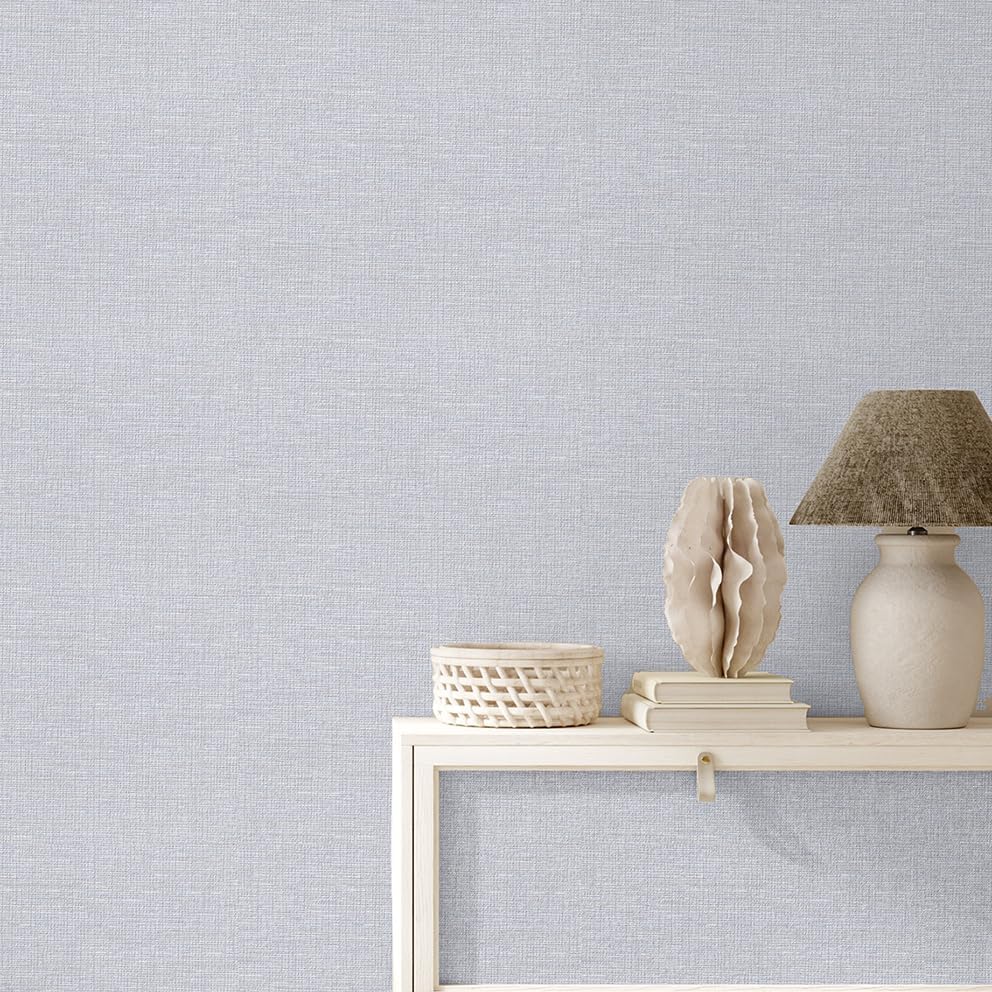 Gray Woven Fabric Peel and Stick Wallpaper Subtle Linen Texture Grasscloth - Image 3