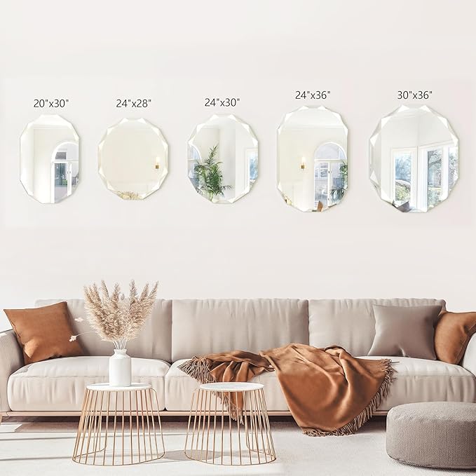 Bathroom Mirrors for Over Sink, Round Frameless Mirrors for Wall, 20x30 Inch - Image 4