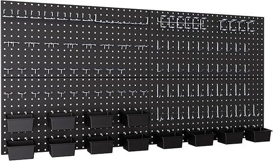 INCLY 158PCS Metal Pegboard Wall Organizer, 48x24 Inch Black Pegboard Panels by INCLY